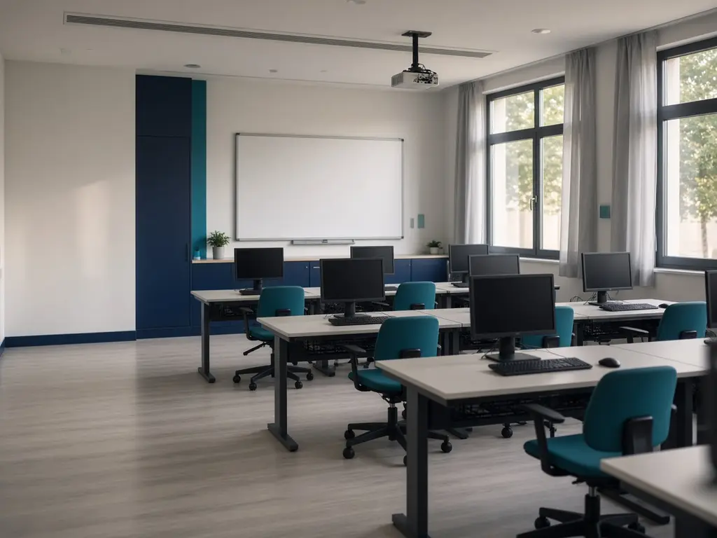 Aula de informática ordenada y lista antes de que lleguen los alumnos