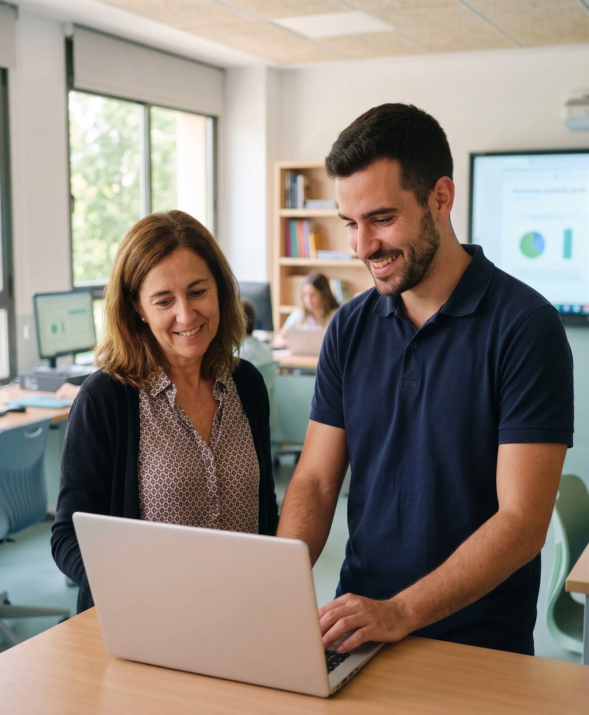 Equipo técnico de Prosetic colaborando en un centro educativo