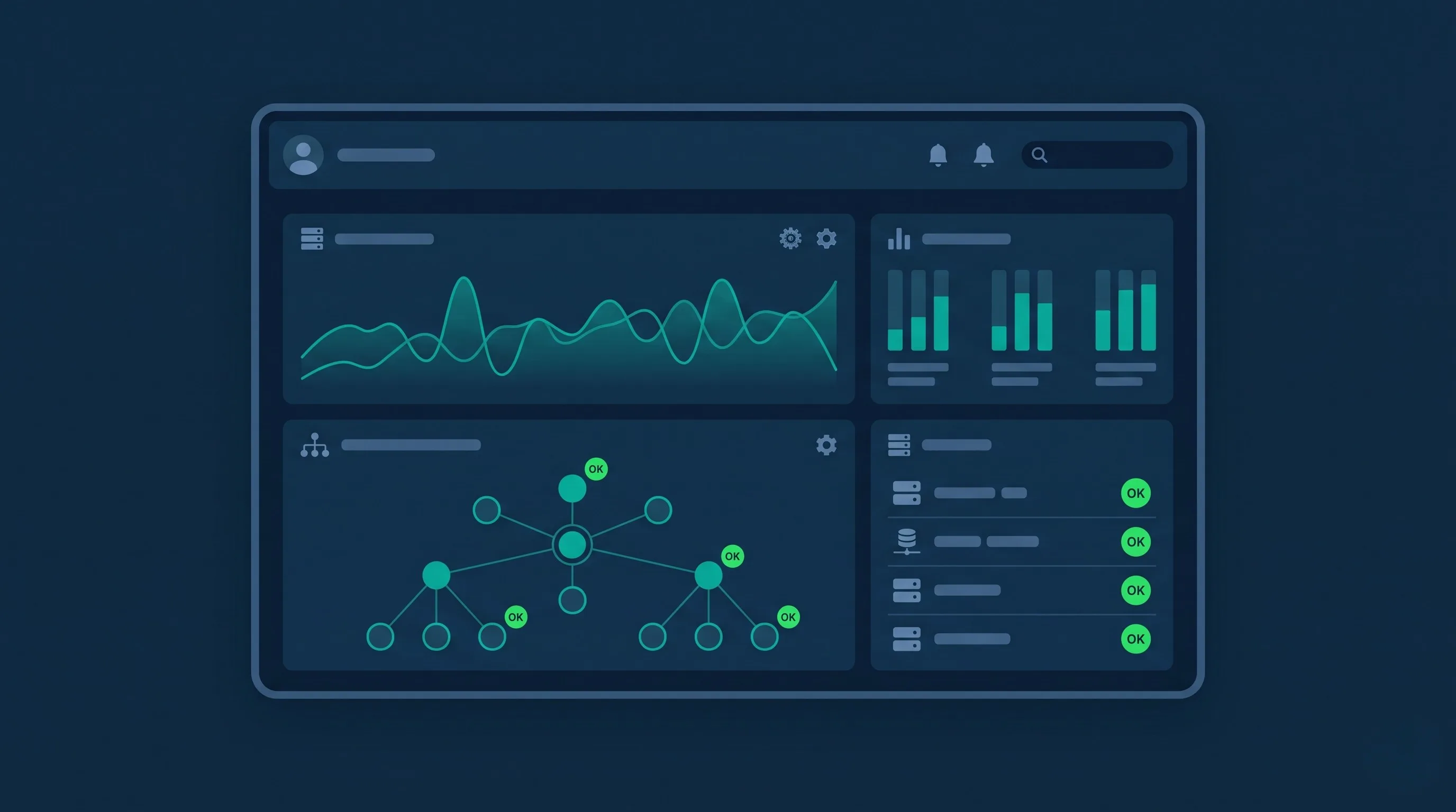[Imagen de un dashboard de monitorización mostrando el estado de la red y los dispositivos en tiempo real]