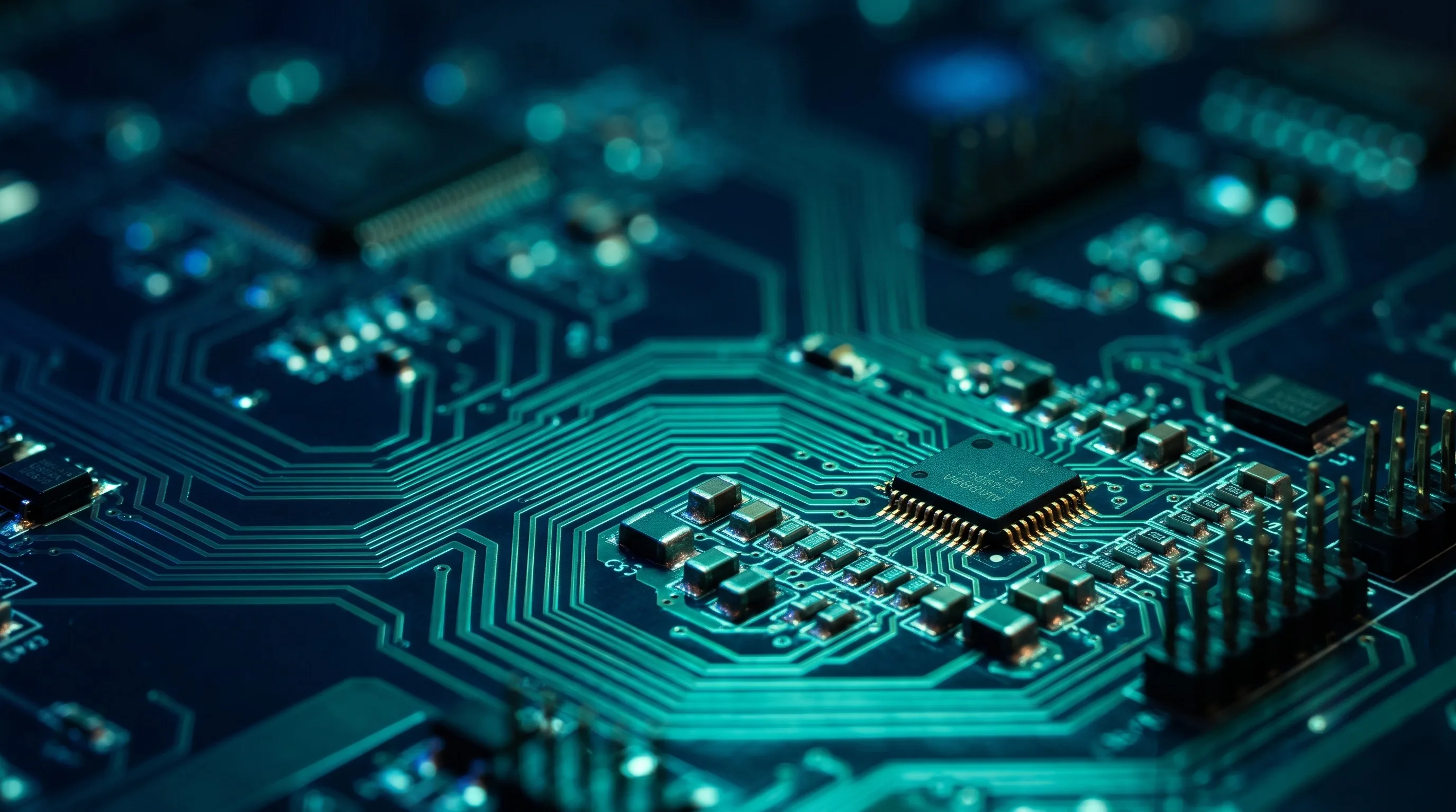 [Imagen de fondo de un circuito electrónico tecnológico]